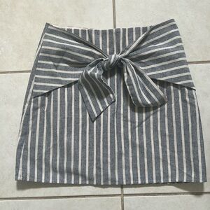 Altar’d State Striped Blue Cream Mini Skirt with Bow Tie Detail Women’s Medium M